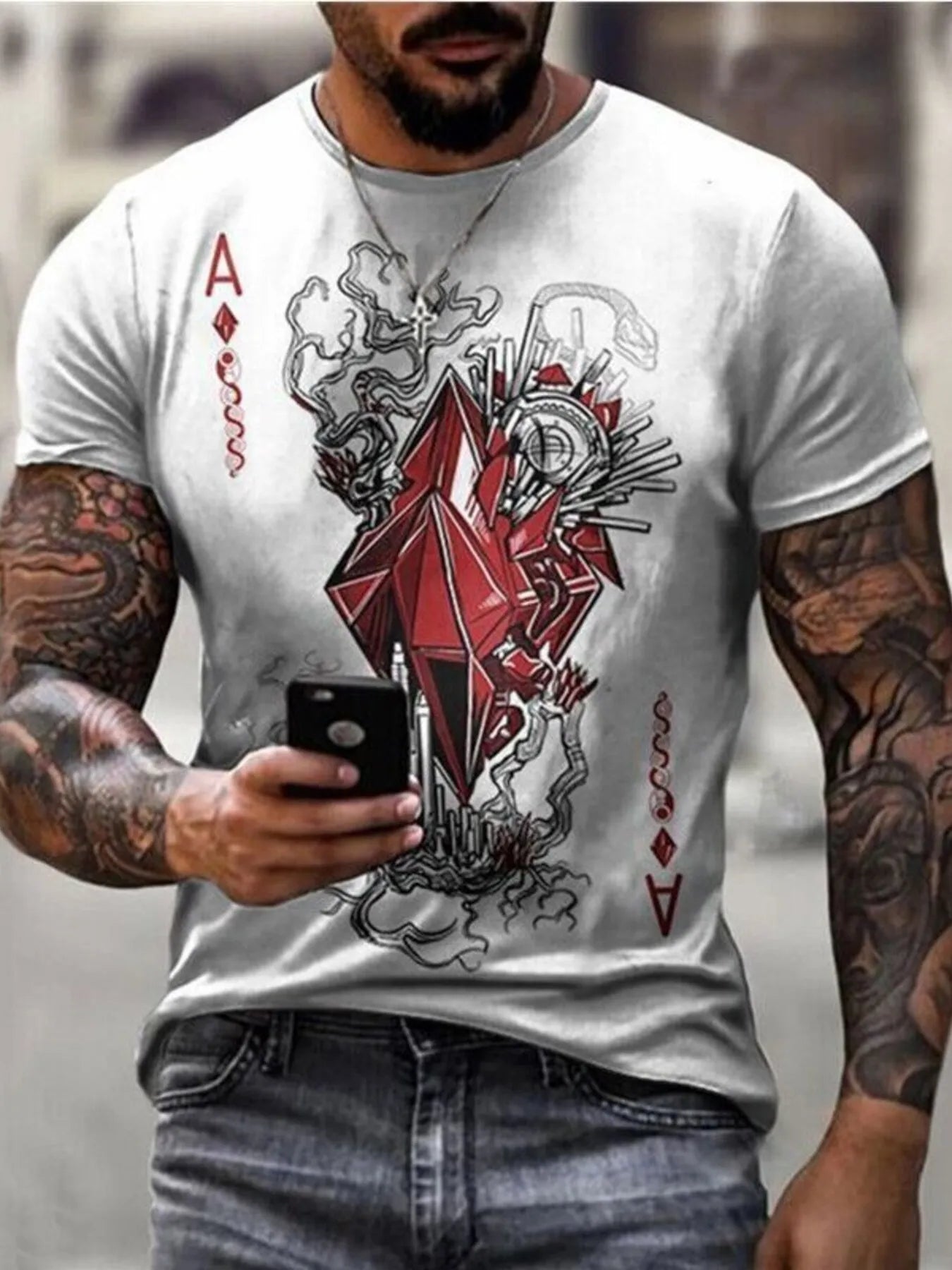 Men's Plus Size Graphic Round Neck Short Sleeve T-Shirt - P's One-Stop Shop 