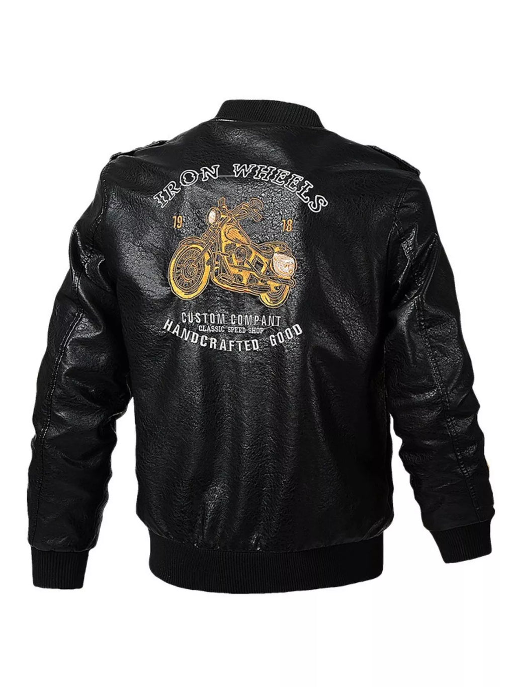 Men's Plus Size Zip Up Leather Jacket - P's One-Stop Shop 