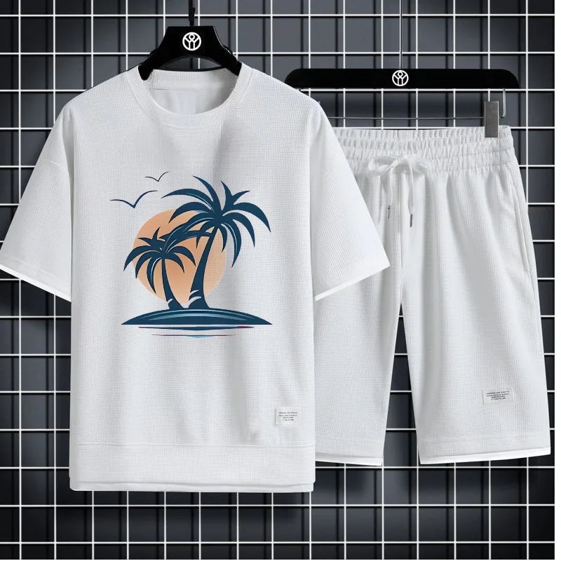 Men's Waffle Summer Casual Tracksuit Set - P's One-Stop Shop 