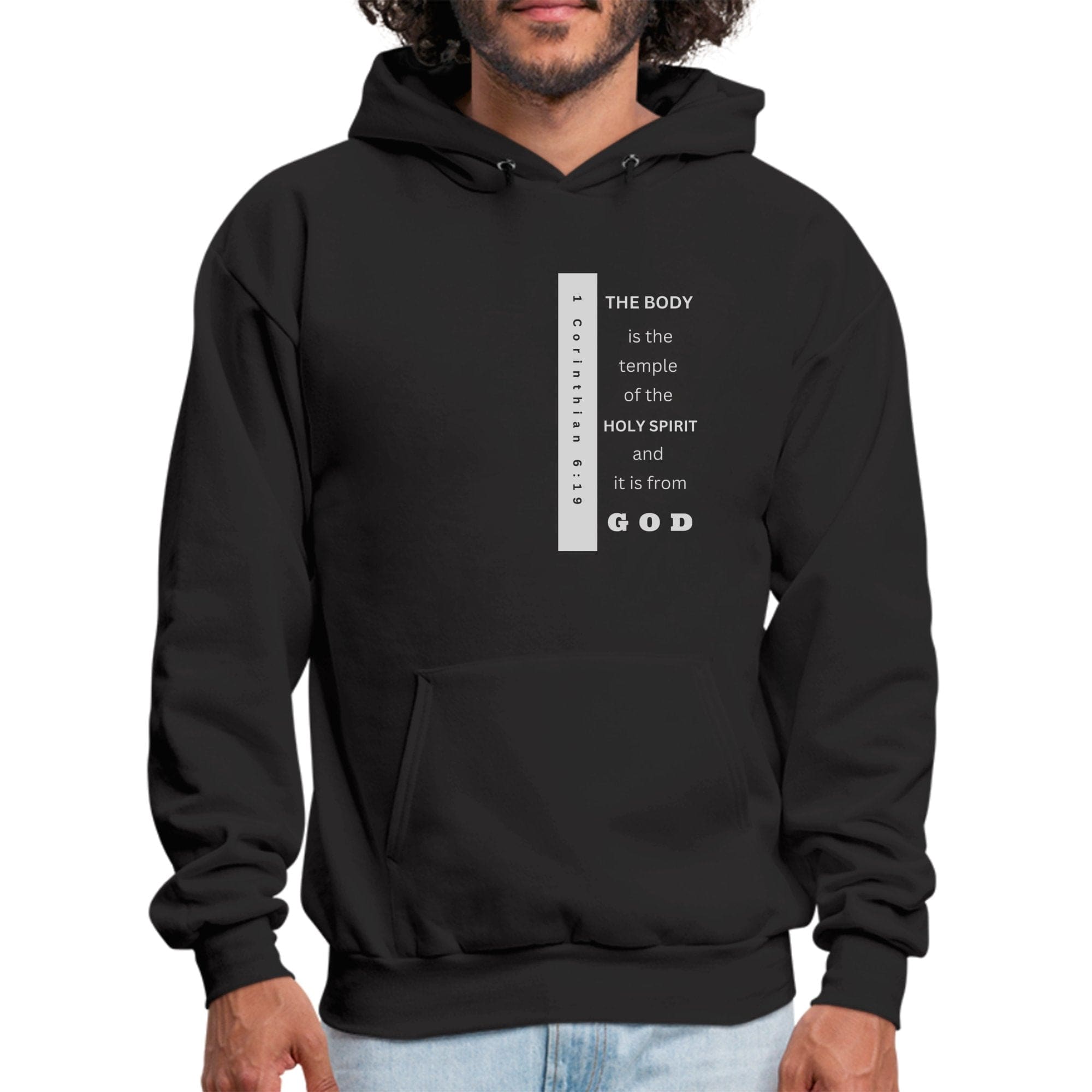 Mens Graphic Hoodie - the Body is the Temple of the Holy Spirit - P's One-Stop Shop 