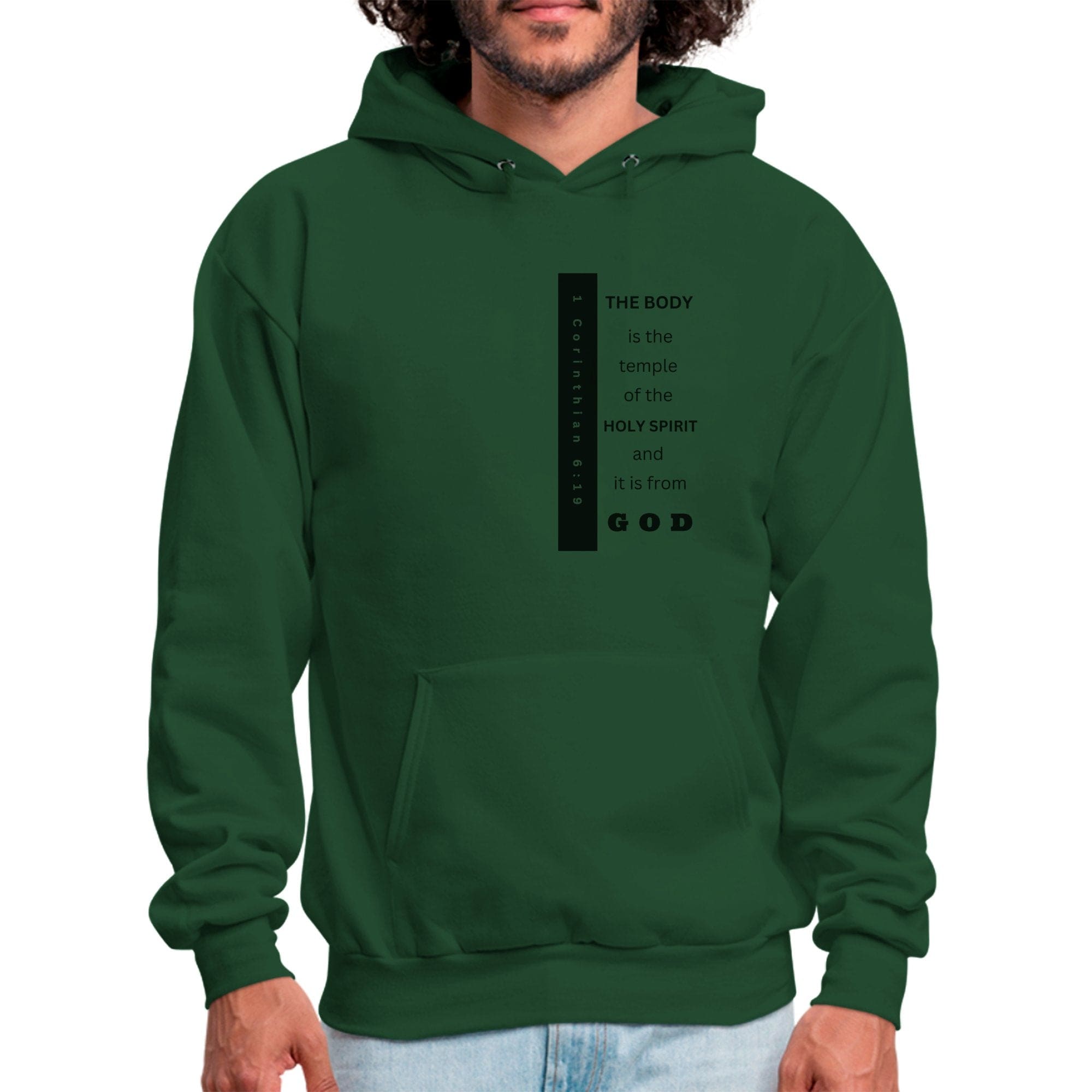 Mens Graphic Hoodie - the Body is the Temple of the Holy Spirit - P's One-Stop Shop 