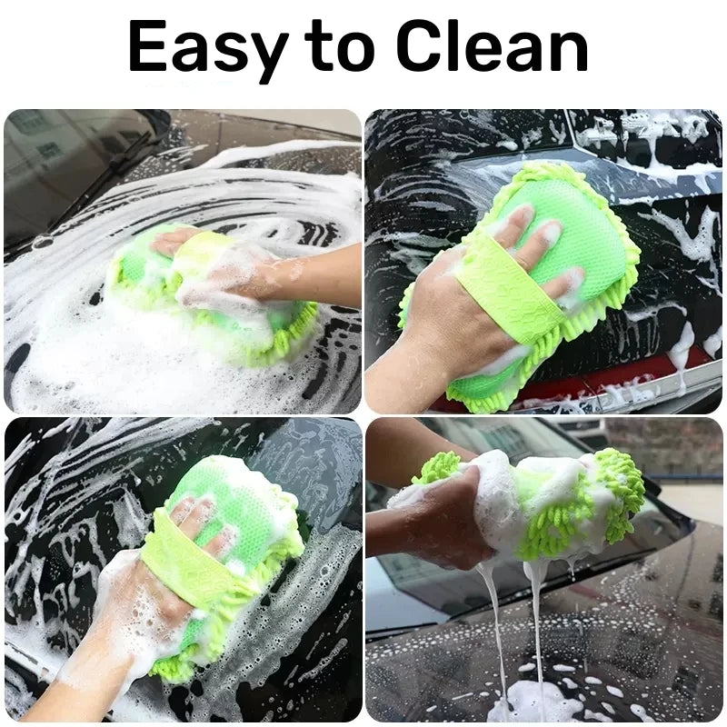 Microfiber Car Washer Sponge Cleaning Car Care Detailing Brushes Washing Towel Auto Gloves Styling Accessories - P's One-Stop Shop 