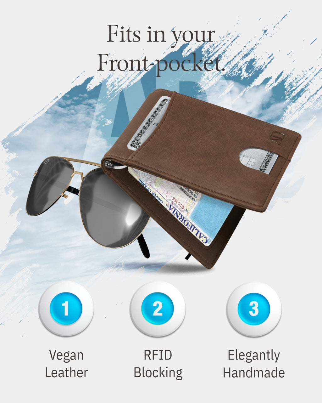 Money Clip Bifold Wallet W/ Pull Strap - P's One-Stop Shop 
