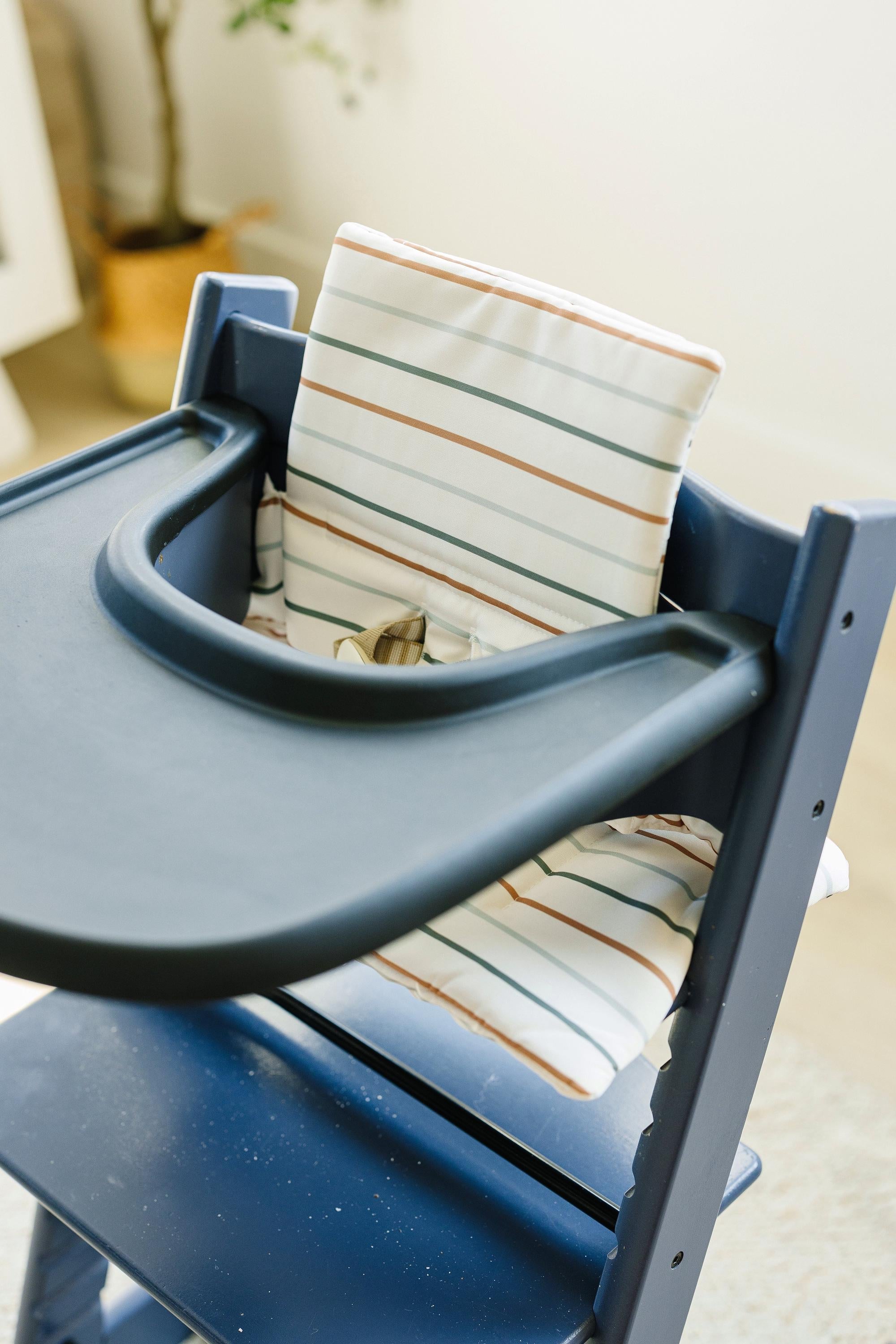 Multi Stripe Stokke Tripp Trapp Seat Cushion - Wipeable Cover - Baby Highchair Accessories - Neutral Stripes - P's One-Stop Shop 