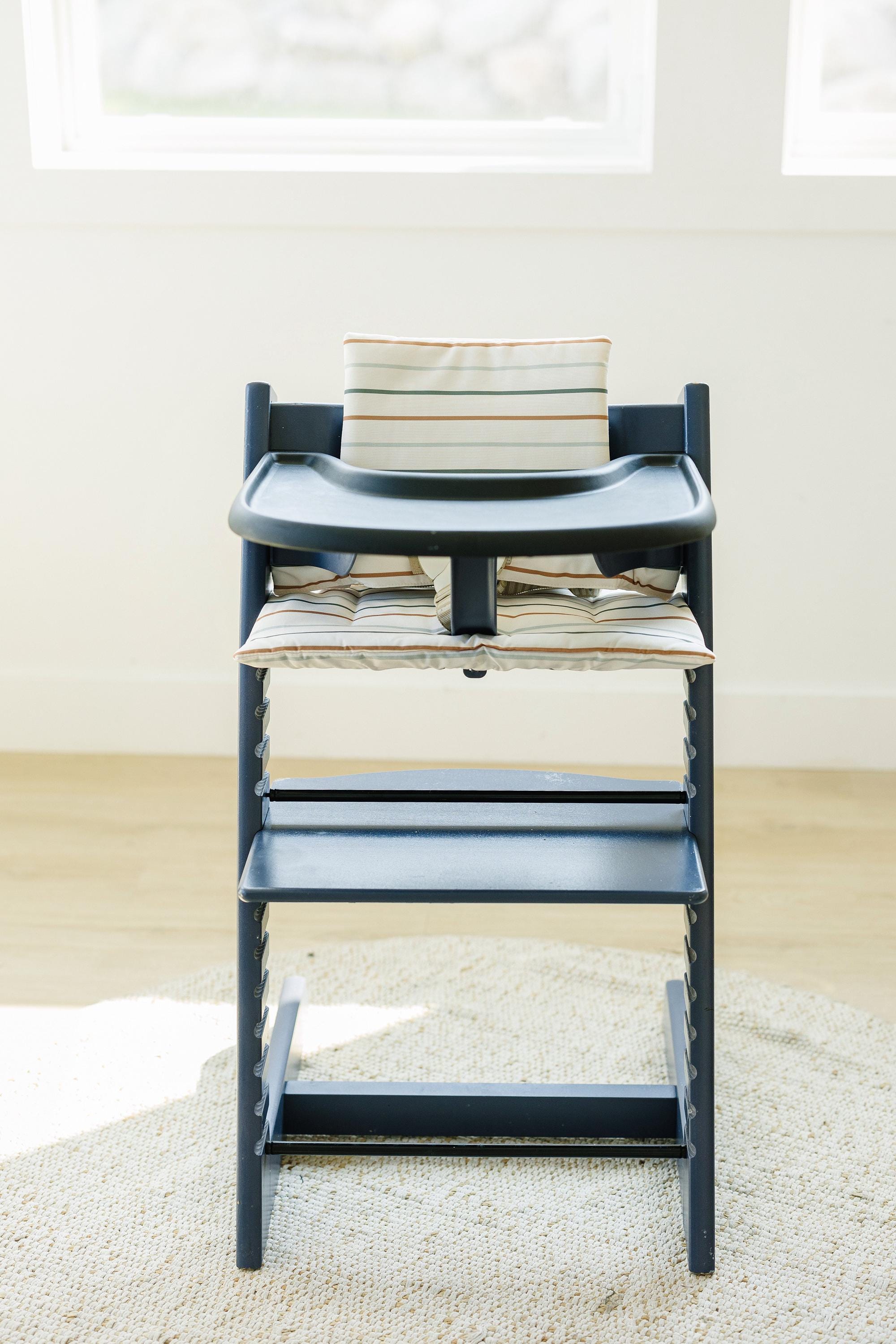 Multi Stripe Stokke Tripp Trapp Seat Cushion - Wipeable Cover - Baby Highchair Accessories - Neutral Stripes - P's One-Stop Shop 