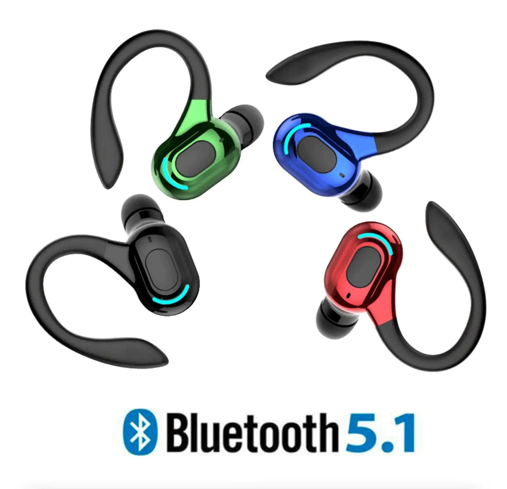 New Bluetooth 5.1 Headset Wireless Earbuds Earphones Stereo Headphones Ear Hook - P's One-Stop Shop 