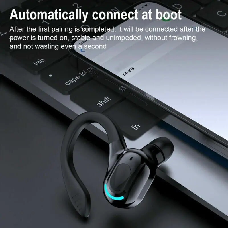 New Bluetooth 5.1 Headset Wireless Earbuds Earphones Stereo Headphones Ear Hook - P's One-Stop Shop 