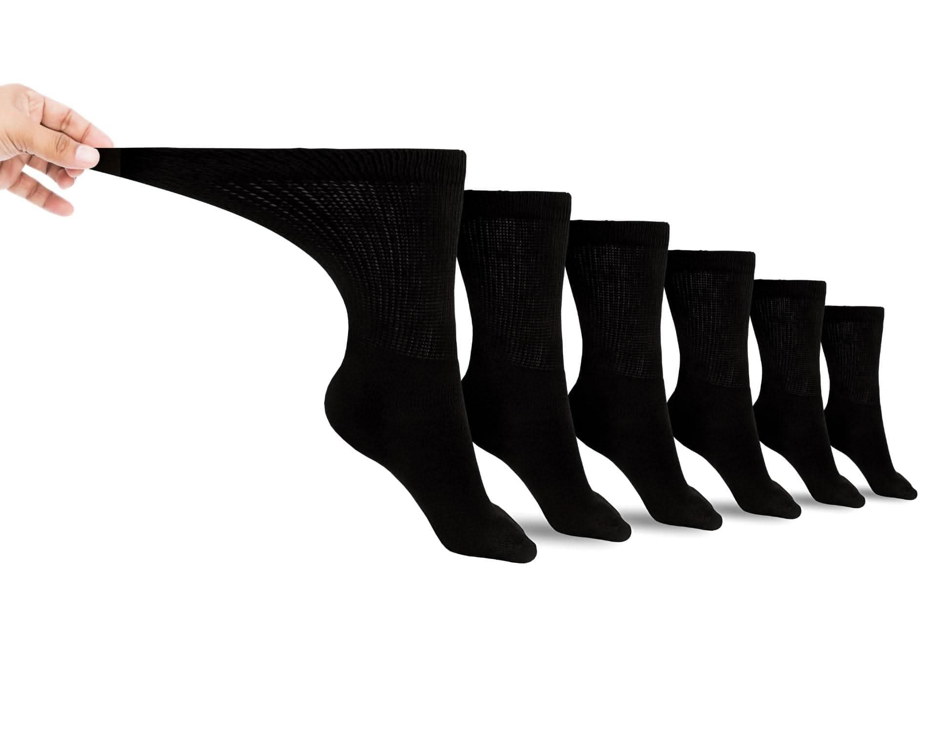 Non-binding Cotton Diabetic Crew Socks (6-pair Pack) - P's One-Stop Shop 