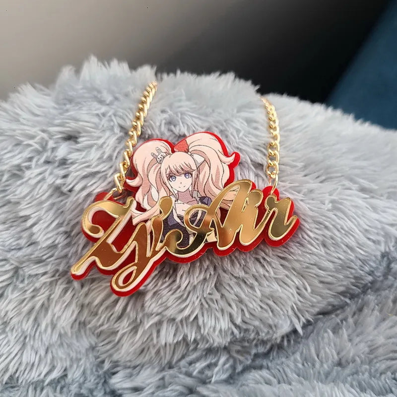 Personalised Kids Pendants acrylic Any Cartoon Character Nameplate Necklaces - P's One-Stop Shop 