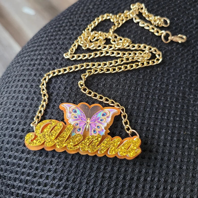 Personalised Kids Pendants acrylic Any Cartoon Character Nameplate Necklaces - P's One-Stop Shop 
