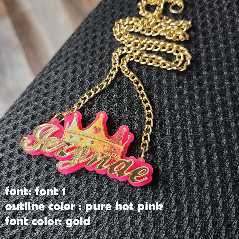 Personalised Kids Pendants acrylic Any Cartoon Character Nameplate Necklaces - P's One-Stop Shop 