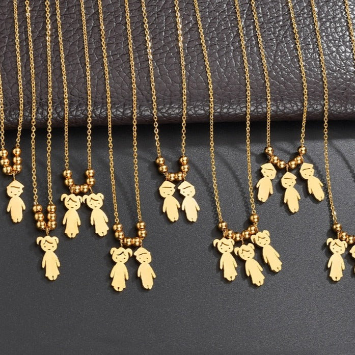 Personalized Boy Girl Kids Pendant Necklace Women Child Engraved Name Date Family Jewelry - P's One-Stop Shop 