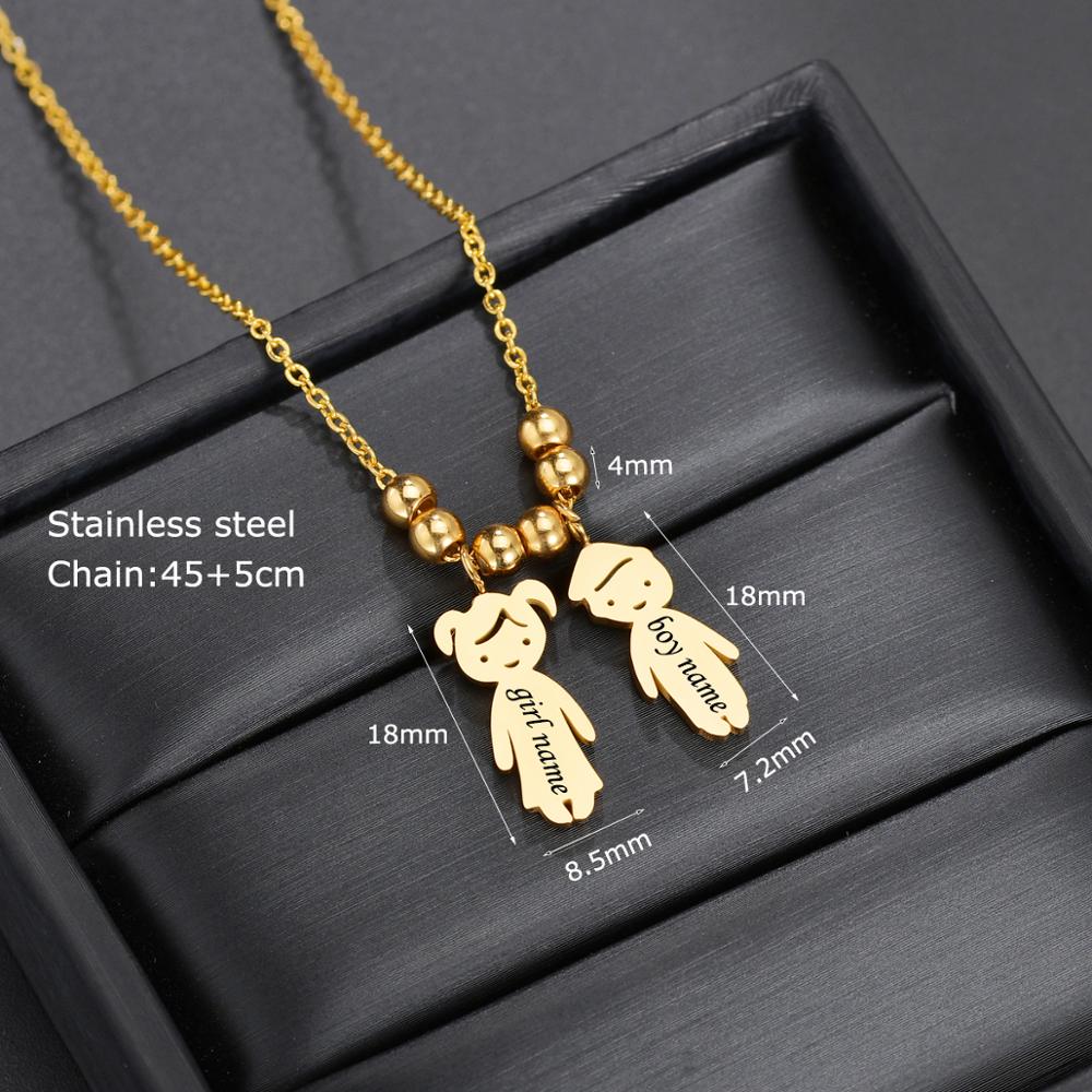 Personalized Boy Girl Kids Pendant Necklace Women Child Engraved Name Date Family Jewelry - P's One-Stop Shop 