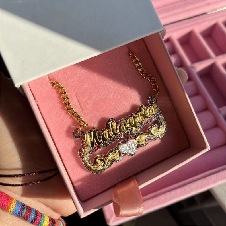 Personalized Colorful Acrylic Name Necklace For Kids Baby - P's One-Stop Shop 
