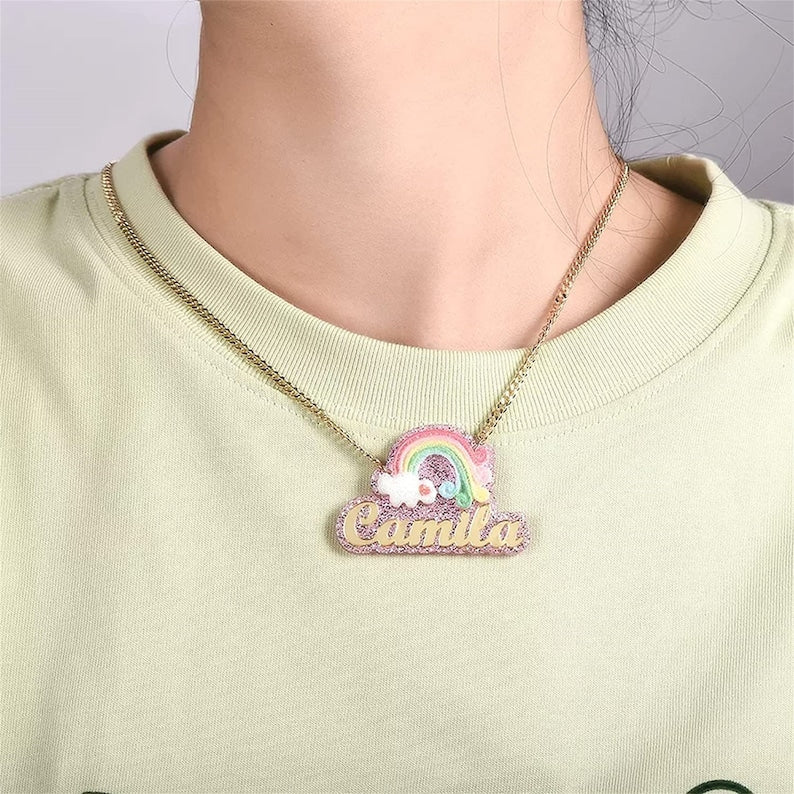 Personalized Rainbow Acrylic Name Necklace For Kids - P's One-Stop Shop 
