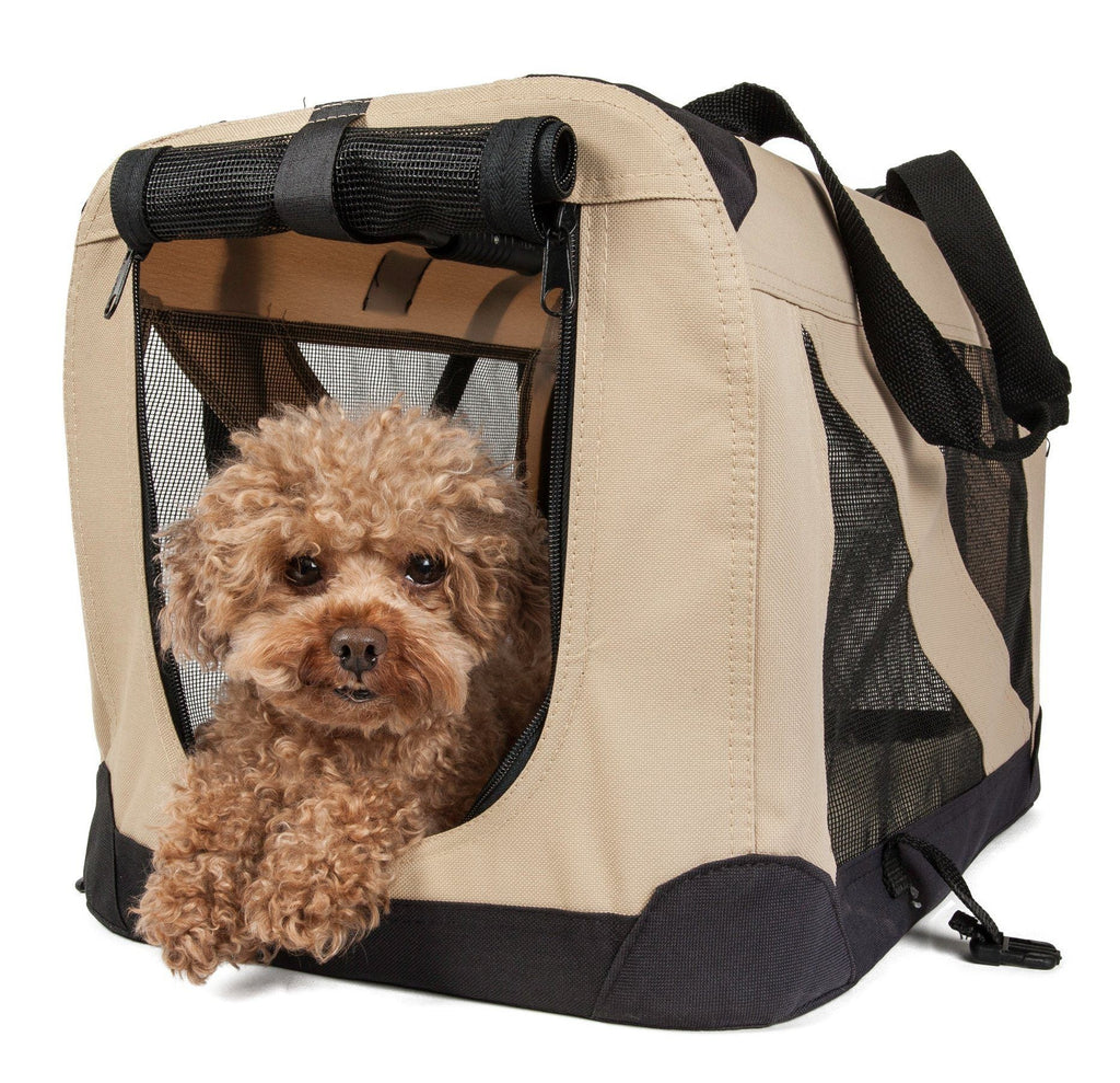 Pet Life ® '360° Vista View' Zippered Soft Folding Collapsible Durable Metal Framed Pet Dog Crate House Carrier - P's One-Stop Shop 
