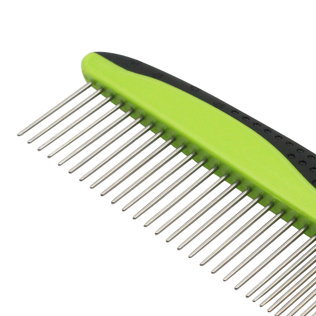 Pet Life ® Grip Ease' Wide and Narrow Tooth Grooming Pet Comb - P's One-Stop Shop 