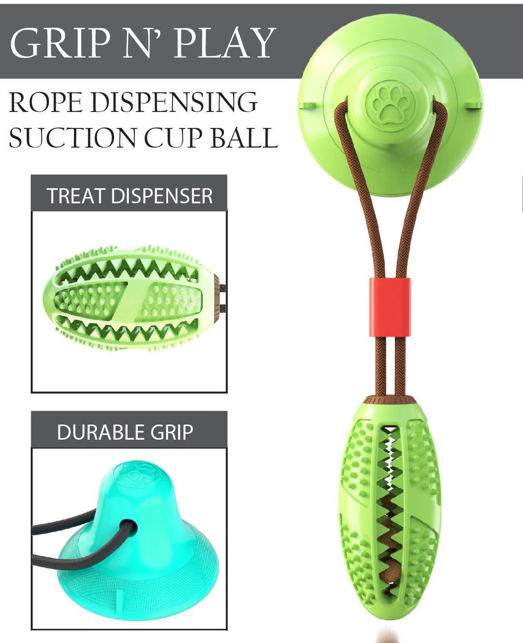 Pet Life ® 'Grip N' Play' Treat Dispensing Football Shaped Suction Cup Dog Toy - P's One-Stop Shop 
