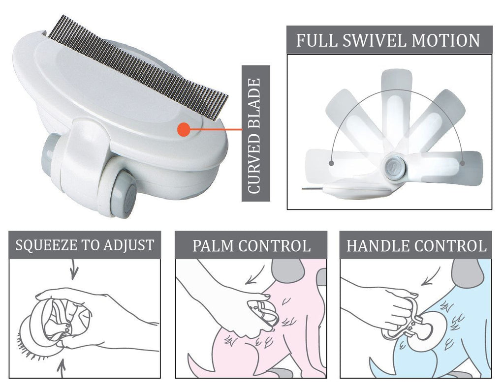 Pet Life ® 'Gyrater' Travel Swivel Curved Pet Grooming Pin Comb - P's One-Stop Shop 