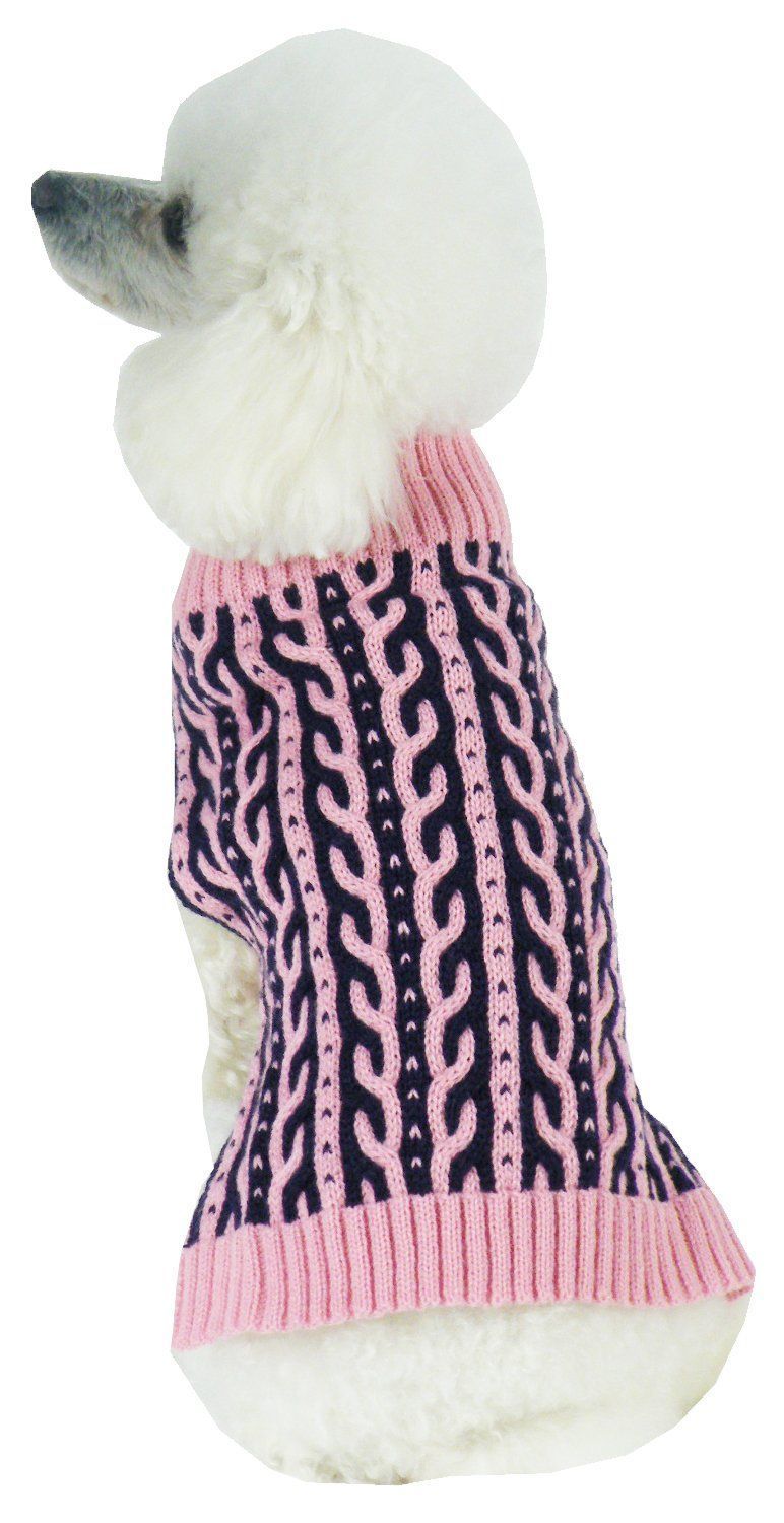 Pet Life ® 'Harmonious' Dual Color Weaved Heavy Cable Knitted Fashion Designer Dog Sweater - P's One-Stop Shop 