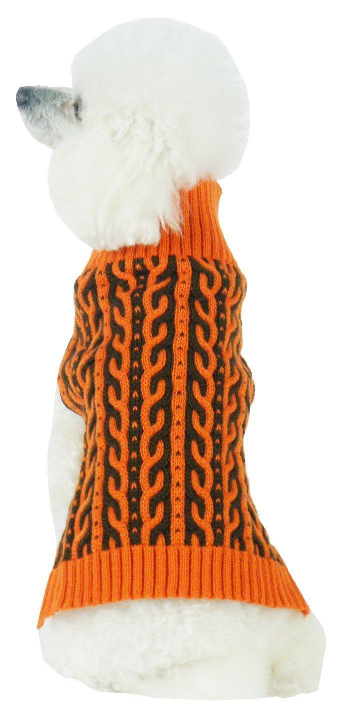 Pet Life ® 'Harmonious' Dual Color Weaved Heavy Cable Knitted Fashion Designer Dog Sweater - P's One-Stop Shop 