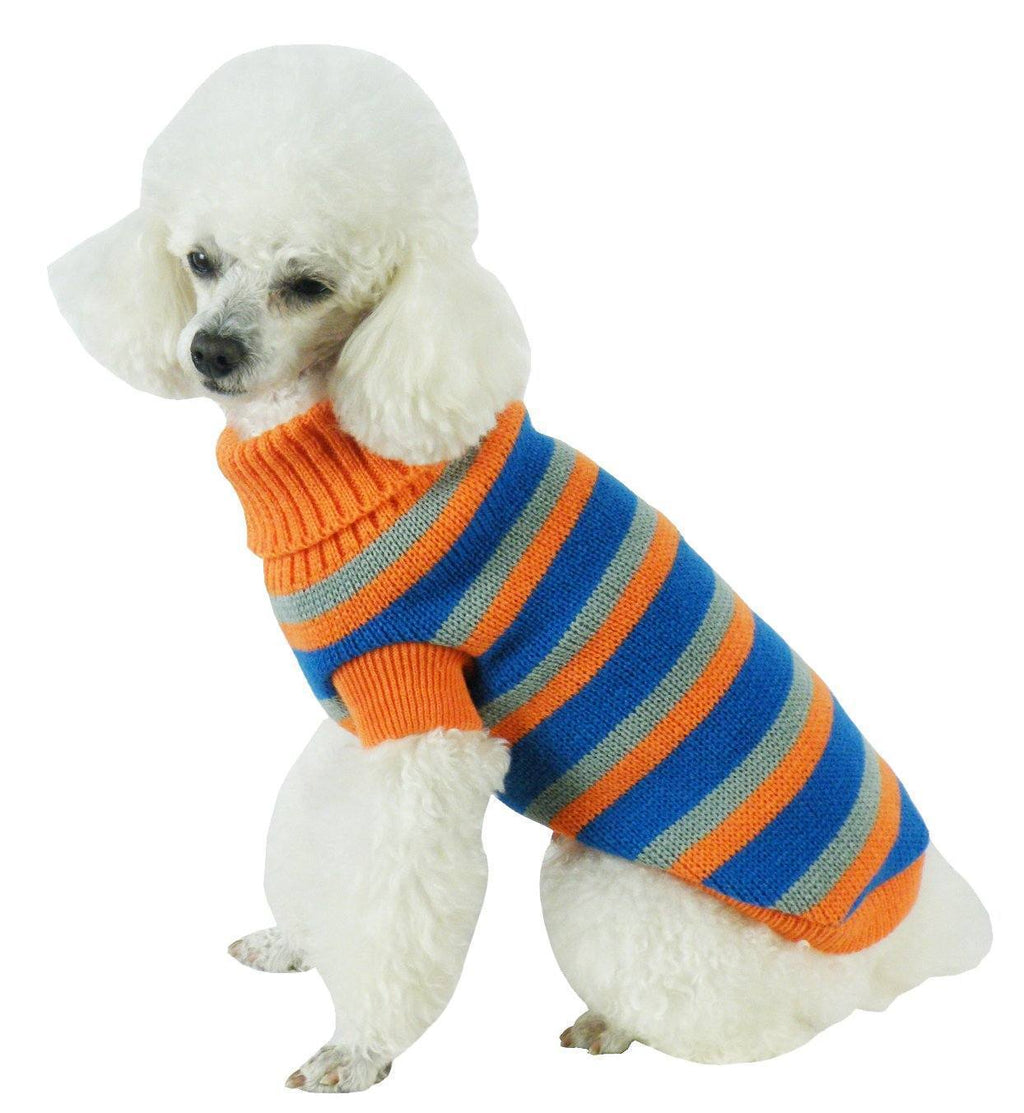 Pet Life ® Heavy Cable Knitted Striped Fashion Designer Polo Dog Sweater - P's One-Stop Shop 