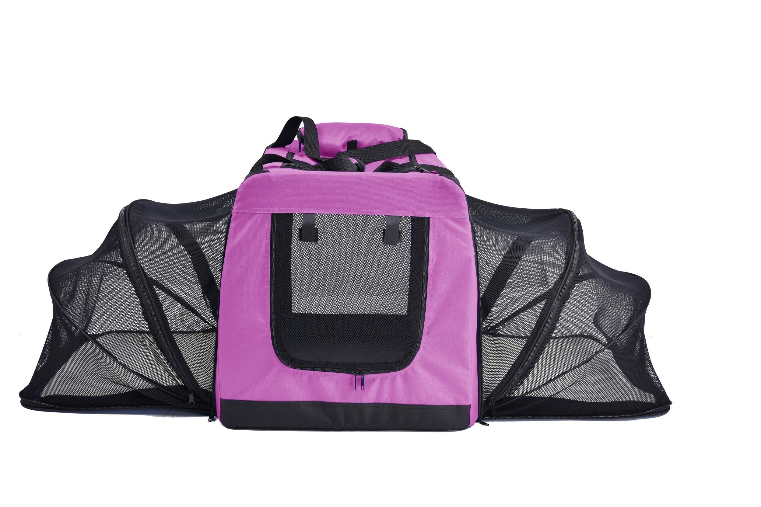 Pet Life ®  'Hounda Accordion' Metal Framed Soft-Folding Collapsible Dual-Sided Expandable Pet Dog Crate - P's One-Stop Shop 
