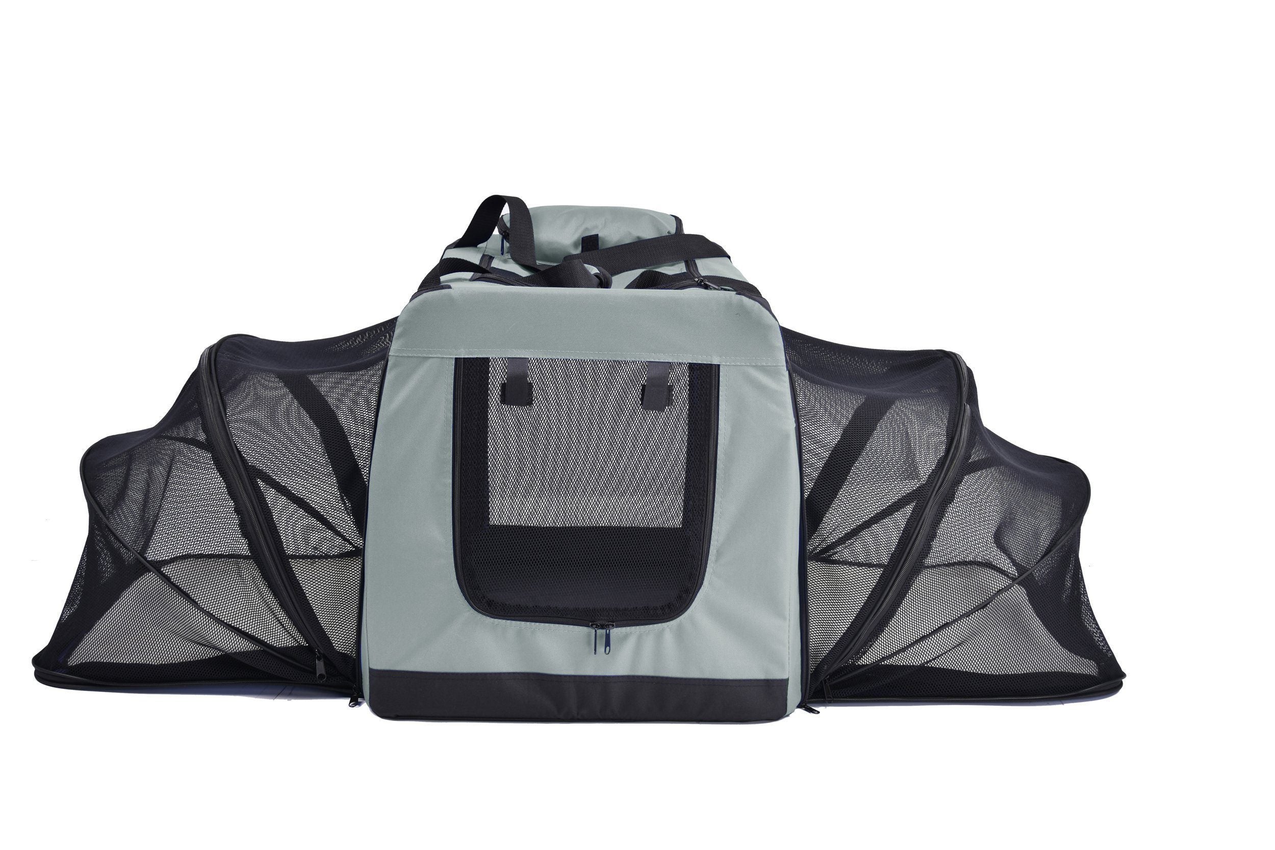 Pet Life ®  'Hounda Accordion' Metal Framed Soft-Folding Collapsible Dual-Sided Expandable Pet Dog Crate - P's One-Stop Shop 