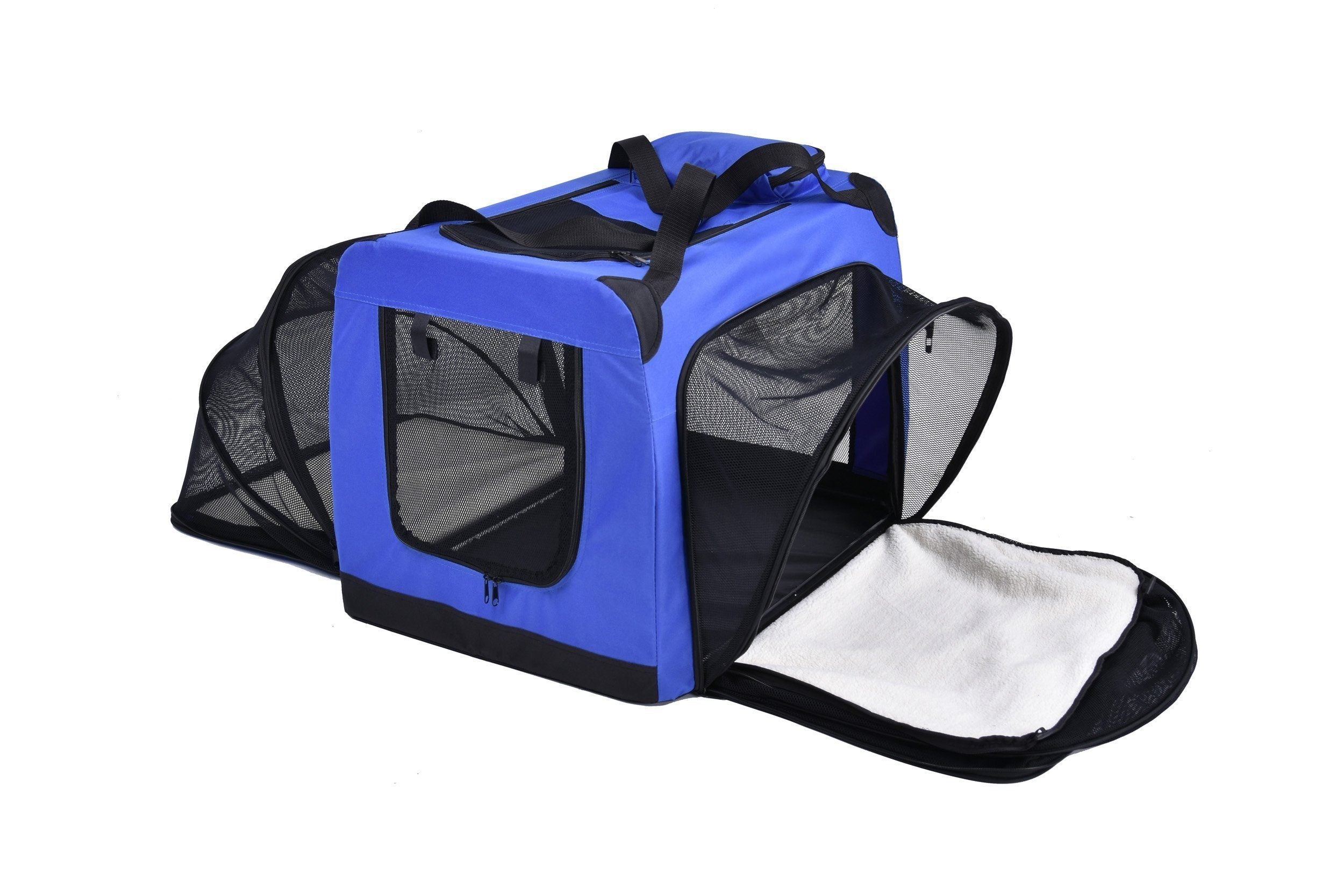 Pet Life ®  'Hounda Accordion' Metal Framed Soft-Folding Collapsible Dual-Sided Expandable Pet Dog Crate - P's One-Stop Shop 