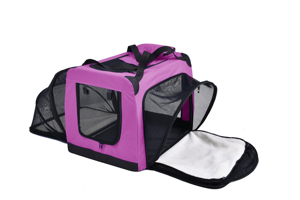 Pet Life ®  'Hounda Accordion' Metal Framed Soft-Folding Collapsible Dual-Sided Expandable Pet Dog Crate - P's One-Stop Shop 