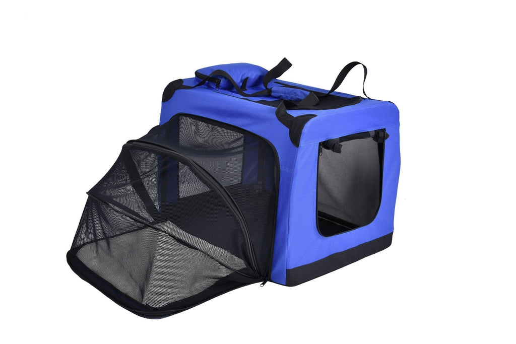 Pet Life ®  'Hounda Accordion' Metal Framed Soft-Folding Collapsible Dual-Sided Expandable Pet Dog Crate - P's One-Stop Shop 