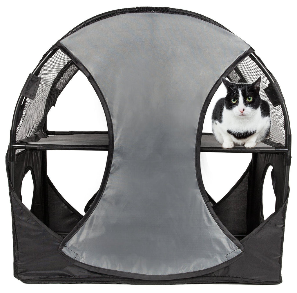 Pet Life ® 'Kitty-Play' Collapsible Travel Interactive Kitty Cat Tree Maze House Lounger Tunnel Lounge - P's One-Stop Shop 