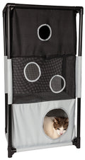 Pet Life ® 'Kitty-Square' Collapsible Travel Interactive Kitty Cat Tree Maze House Lounger Tunnel Lounge - P's One-Stop Shop 