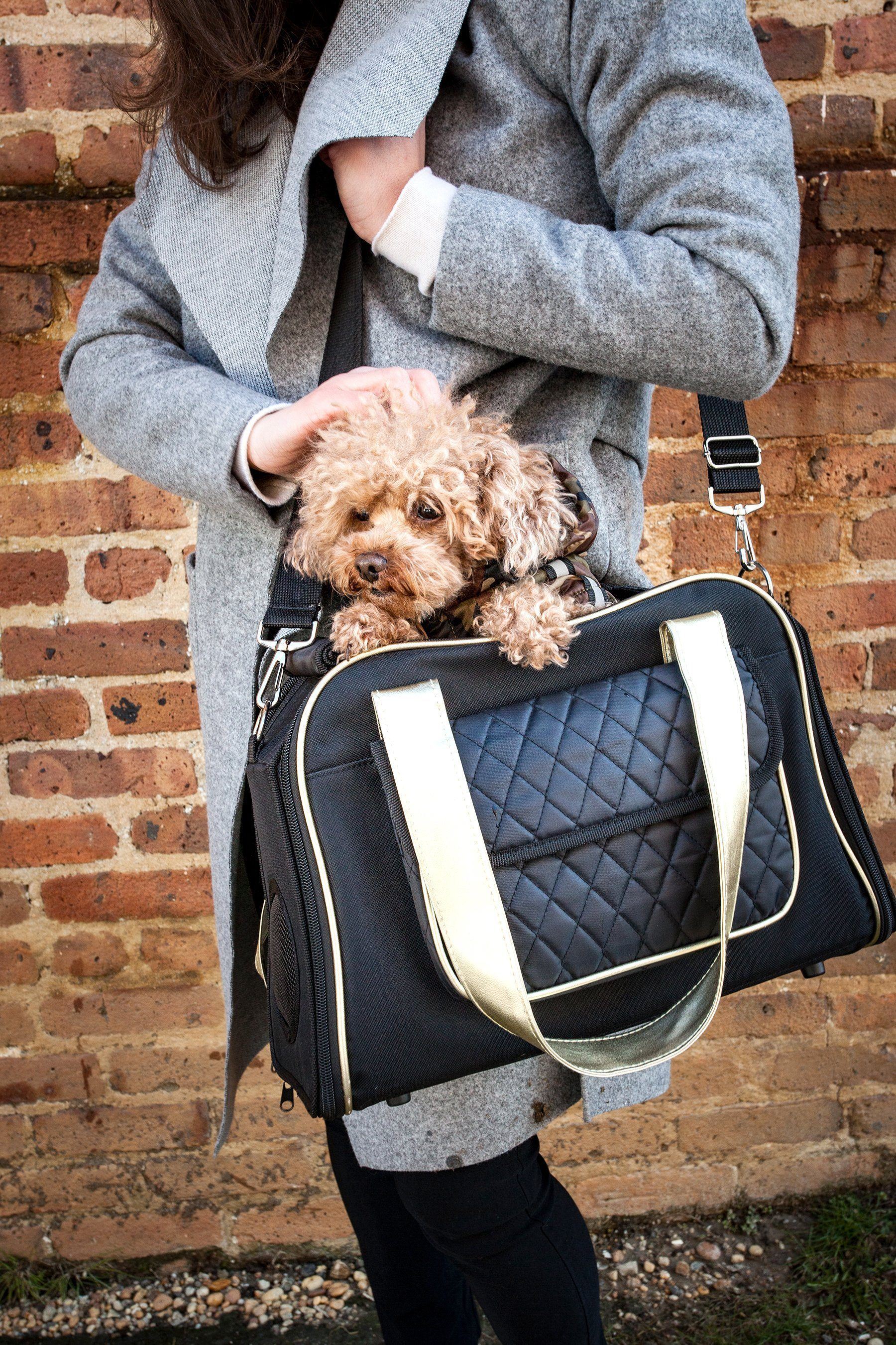 Pet Life ® Mystique Airline Approved Fashion Designer Travel Pet Dog Carrier w/ Pouch - P's One-Stop Shop 