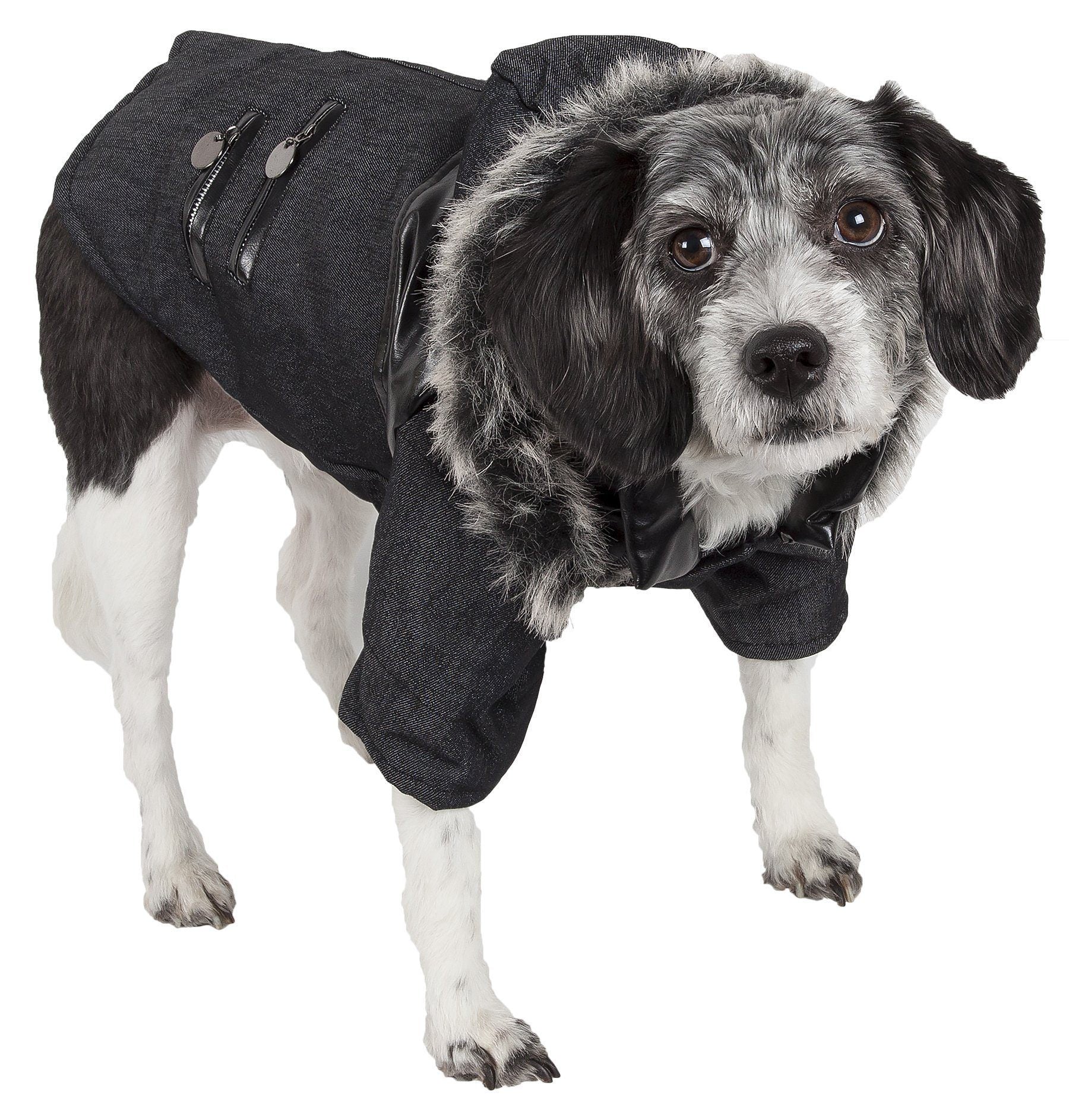 Pet Life ® 'Ruff-Choppered' Denim Fashioned Wool Dog Coat Jacket - P's One-Stop Shop 