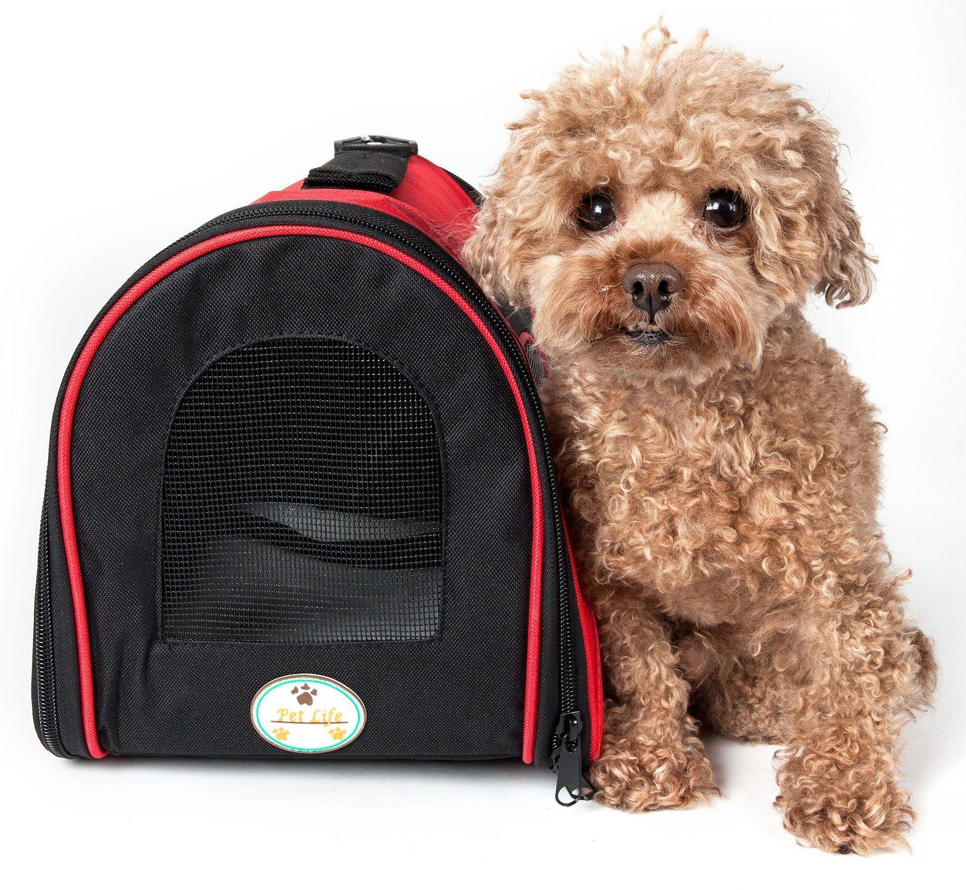 Pet Life ® Sporty Mesh Airline Approved Zippered Folding Collapsible Travel Pet Dog Carrier - P's One-Stop Shop 