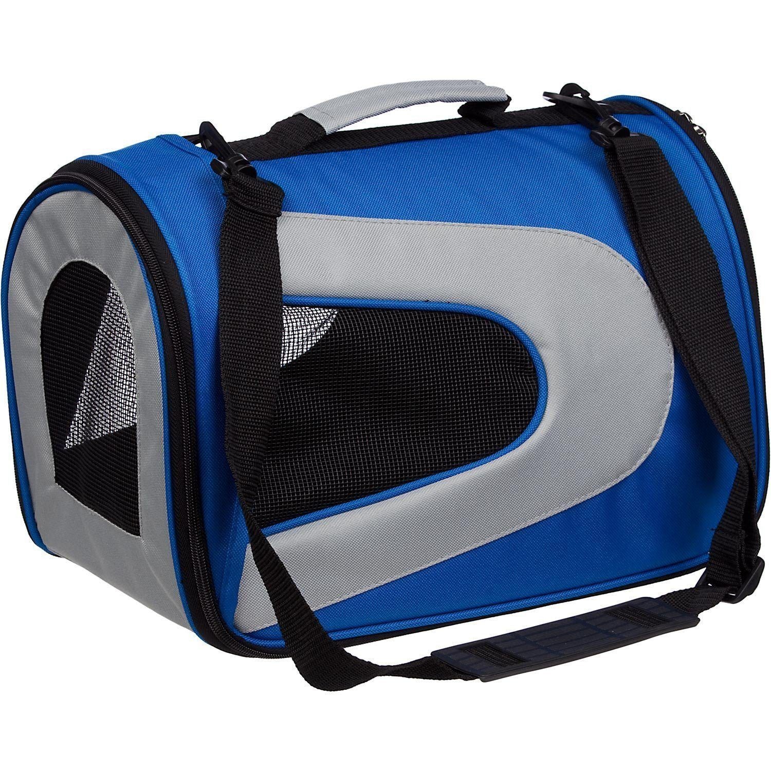 Pet Life ® Sporty Mesh Airline Approved Zippered Folding Collapsible Travel Pet Dog Carrier - P's One-Stop Shop 