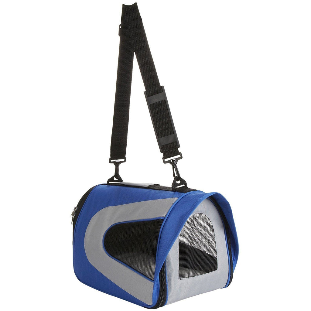 Pet Life ® Sporty Mesh Airline Approved Zippered Folding Collapsible Travel Pet Dog Carrier - P's One-Stop Shop 