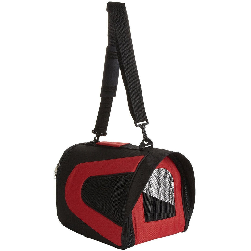 Pet Life ® Sporty Mesh Airline Approved Zippered Folding Collapsible Travel Pet Dog Carrier - P's One-Stop Shop 