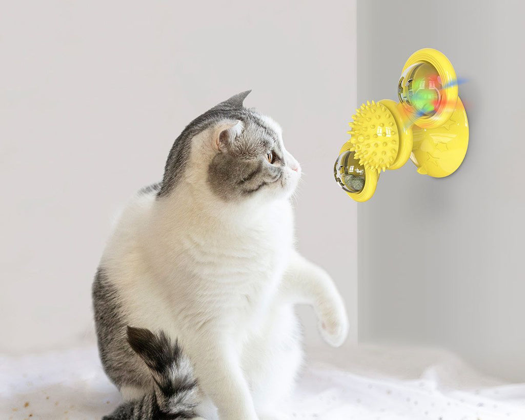 Pet Life ® 'Windmill' Rotating Suction Cup Spinning Cat Toy - P's One-Stop Shop 