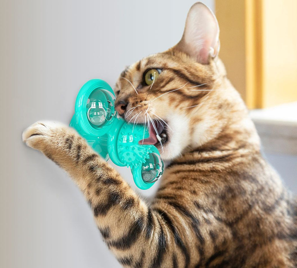 Pet Life ® 'Windmill' Rotating Suction Cup Spinning Cat Toy - P's One-Stop Shop 