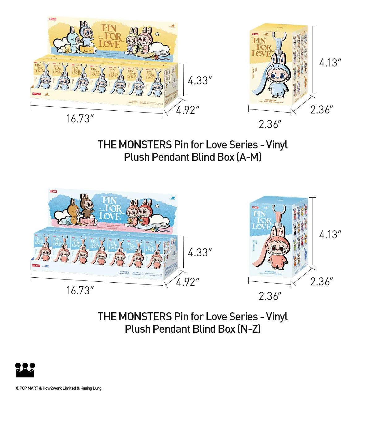 Pop Mart Labubu Pin for Love Series Blind Box (A-M) Yellow - P's One-Stop Shop 