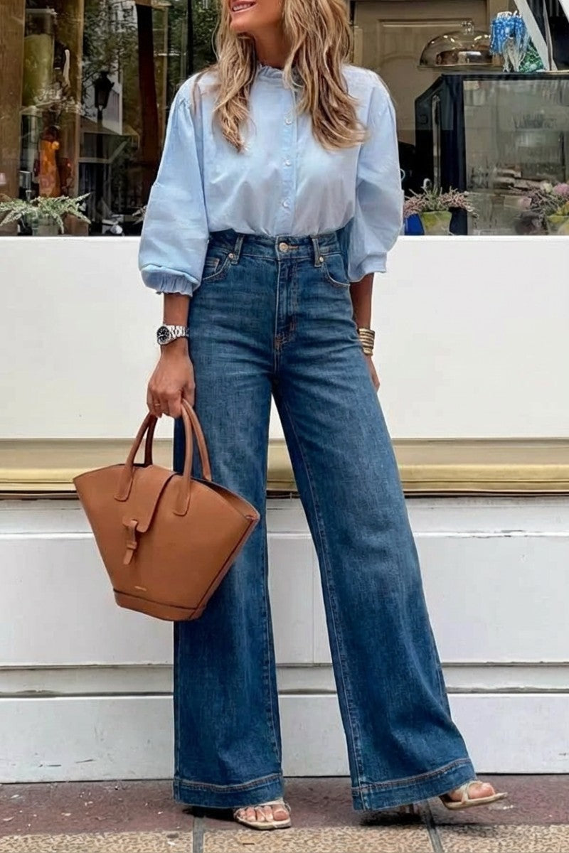 Relaxed High Rise Palazzo Jeans - P's One-Stop Shop 