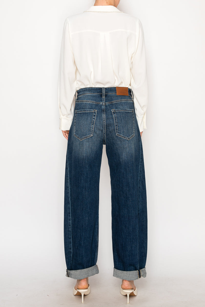 Relaxed Tapered Dark Wash Barrel Jeans - P's One-Stop Shop 