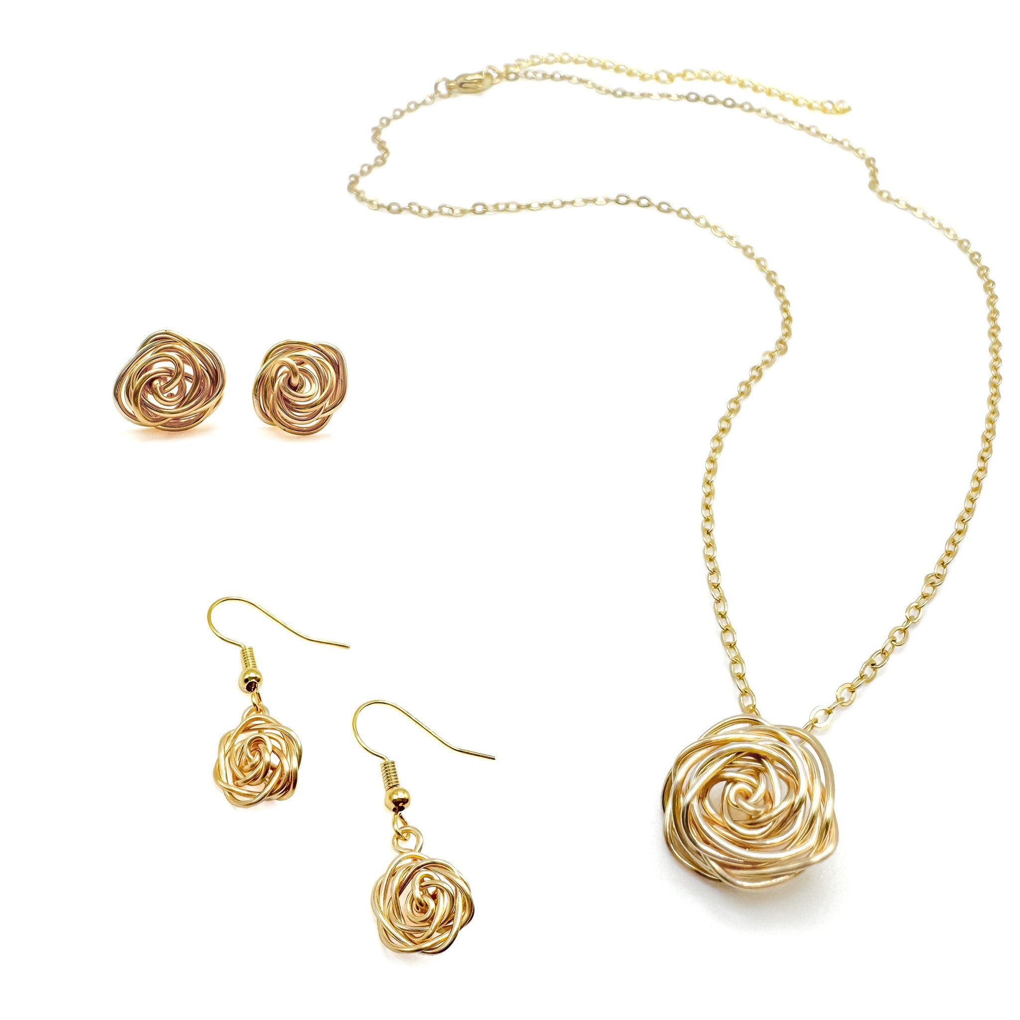Rosette gold stud earrings - P's One-Stop Shop 