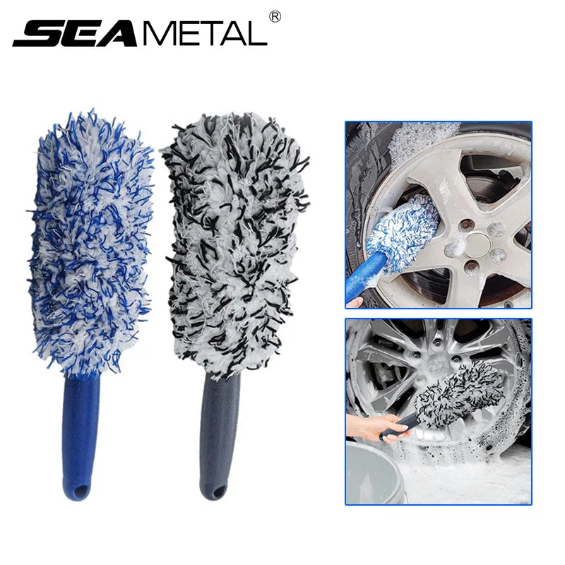 SEAMETAL Car Wheel Tire Rim Cleaning Brush Portable Plush Car Wheel Hub Brush Washing Tool Car Detailing Care Dust Removal Brush - P's One-Stop Shop 