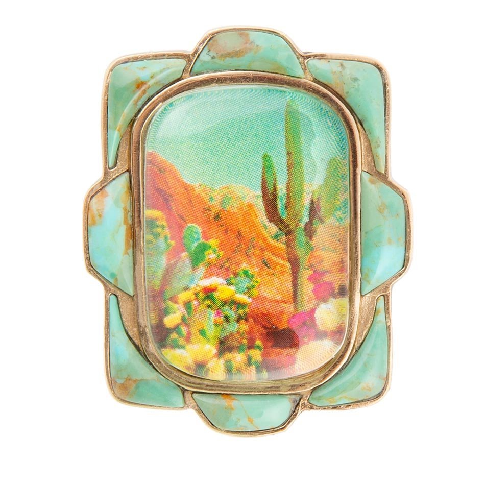 Scenic Desert Sedona Blue Turquoise Golden Ring - P's One-Stop Shop 