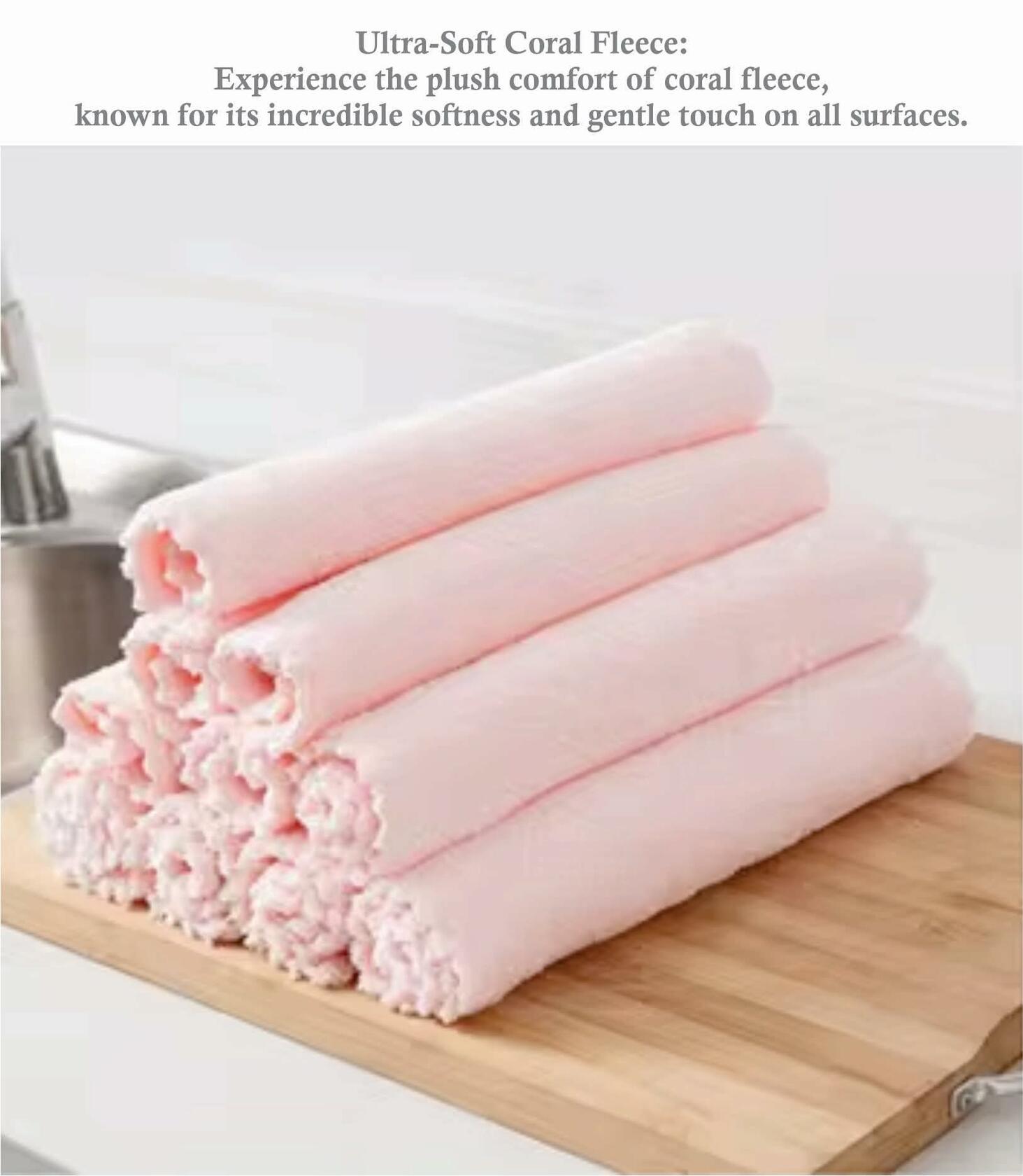 Set of 5 Coral Fleece Turkish Kitchen Cleaning Cloths 10x10in Blue - P's One-Stop Shop 
