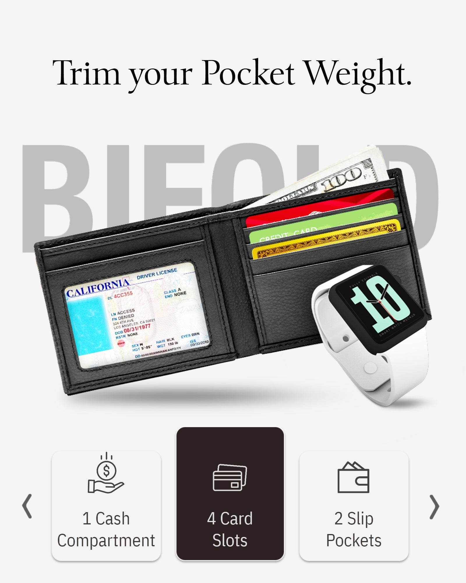 Slim Bifold Wallet With ID Window - P's One-Stop Shop 