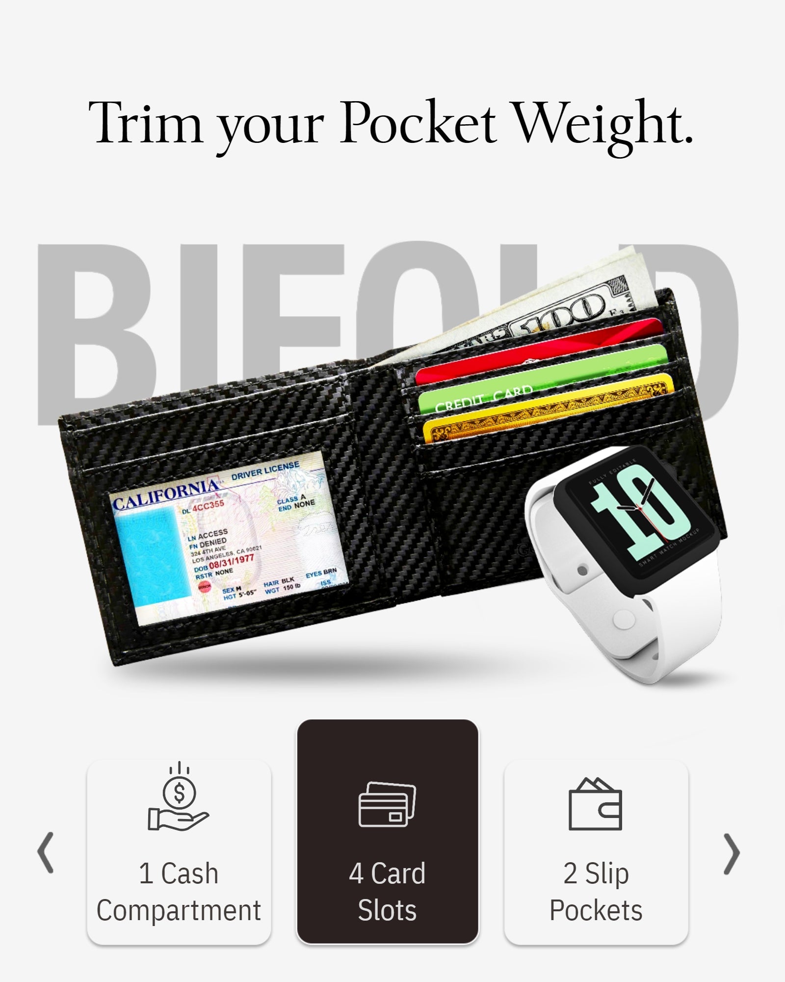 Slim Bifold Wallet With ID Window - P's One-Stop Shop 